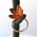 Orange Enamel Bellflower Ring